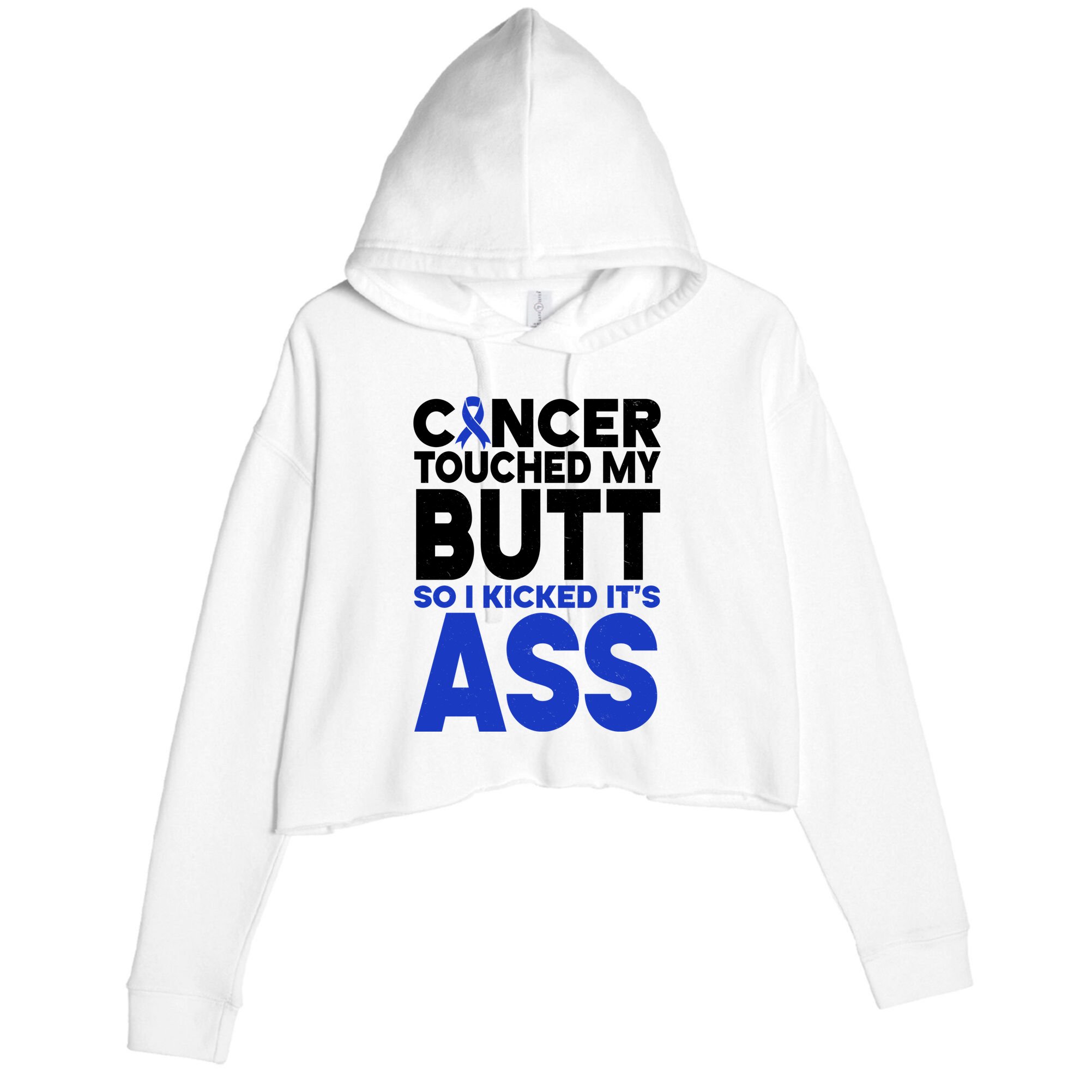 Colon Cancer Survivor Awareness Funny Crop Fleece Hoodie