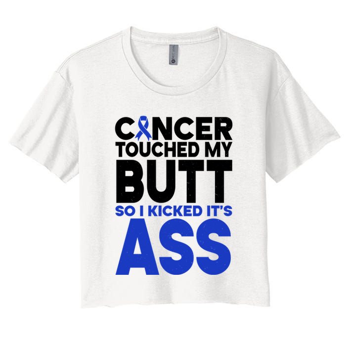 Colon Cancer Survivor Awareness Funny Women's Crop Top Tee