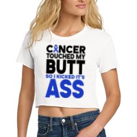 Colon Cancer Survivor Awareness Funny Women's Crop Top Tee