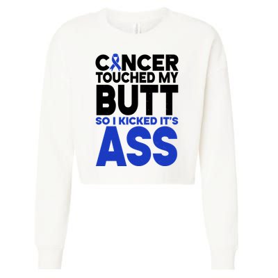 Colon Cancer Survivor Awareness Funny Cropped Pullover Crew