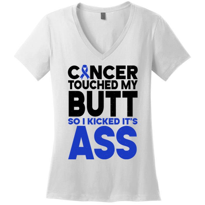 Colon Cancer Survivor Awareness Funny Women's V-Neck T-Shirt