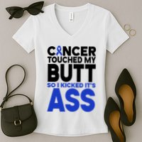 Colon Cancer Survivor Awareness Funny Women's V-Neck T-Shirt