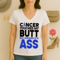 Colon Cancer Survivor Awareness Funny Women's V-Neck T-Shirt