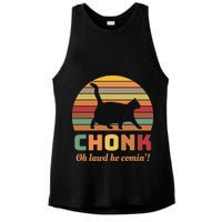 Chonk Cat Scale Meme Retro Oh Lawd He Comin Memes Ladies PosiCharge Tri-Blend Wicking Tank