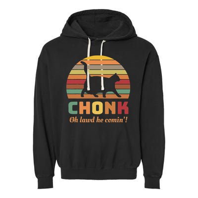 Chonk Cat Scale Meme Retro Oh Lawd He Comin Memes Garment-Dyed Fleece Hoodie