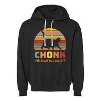 Chonk Cat Scale Meme Retro Oh Lawd He Comin Memes Garment-Dyed Fleece Hoodie