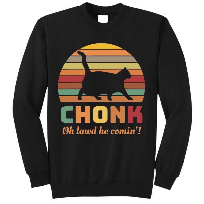 Chonk Cat Scale Meme Retro Oh Lawd He Comin Memes Sweatshirt