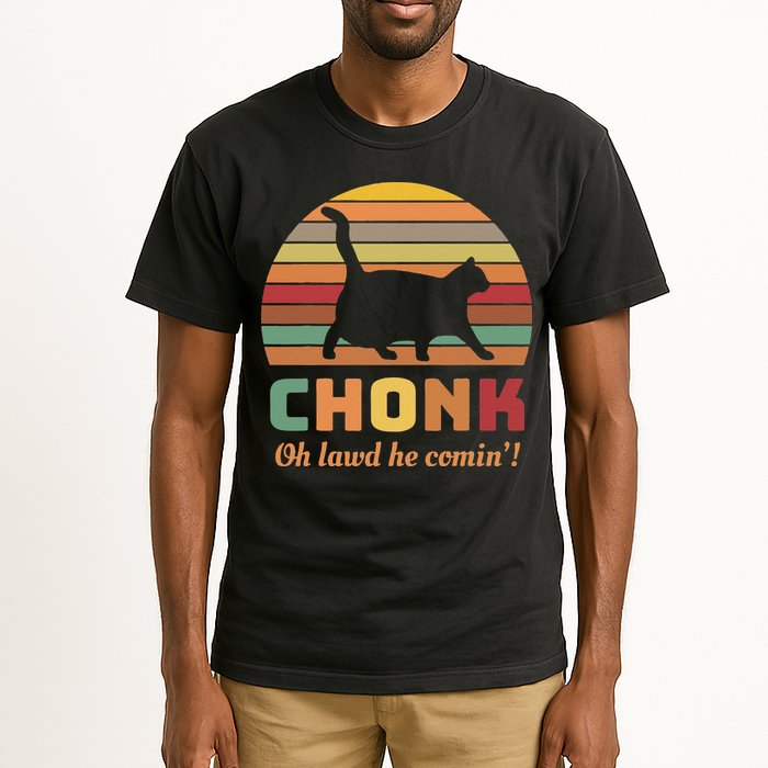 Chonk Cat Scale Meme Retro Oh Lawd He Comin Memes Tall T-Shirt
