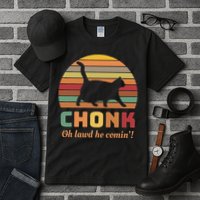 Chonk Cat Scale Meme Retro Oh Lawd He Comin Memes Tall T-Shirt