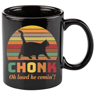 Chonk Cat Scale Meme Retro Oh Lawd He Comin Memes 11oz C Handle Ceramic Mug