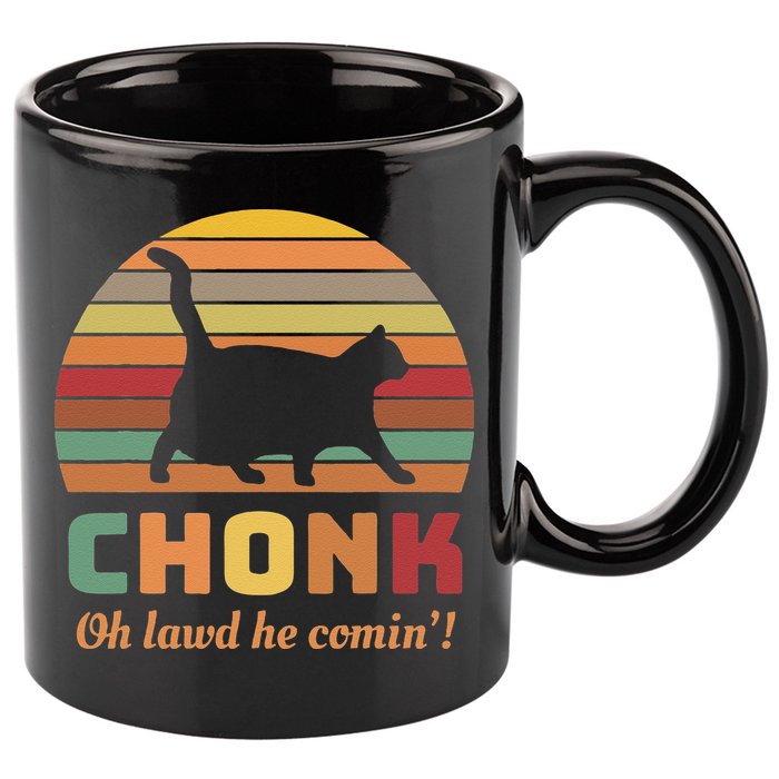 Chonk Cat Scale Meme Retro Oh Lawd He Comin Memes 11oz C Handle Ceramic Mug