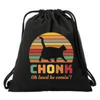 Chonk Cat Scale Meme Retro Oh Lawd He Comin Memes Drawstring Bag