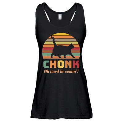 Chonk Cat Scale Meme Retro Oh Lawd He Comin Memes Ladies Essential Flowy Tank