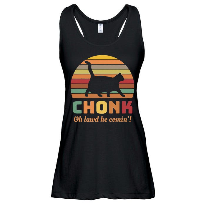 Chonk Cat Scale Meme Retro Oh Lawd He Comin Memes Ladies Essential Flowy Tank