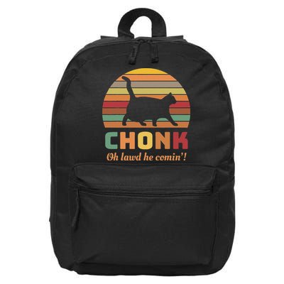 Chonk Cat Scale Meme Retro Oh Lawd He Comin Memes 16 in Basic Backpack