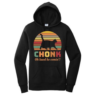 Chonk Cat Scale Meme Retro Oh Lawd He Comin Memes Women's Pullover Hoodie