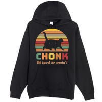 Chonk Cat Scale Meme Retro Oh Lawd He Comin Memes Premium Pullover Hoodie