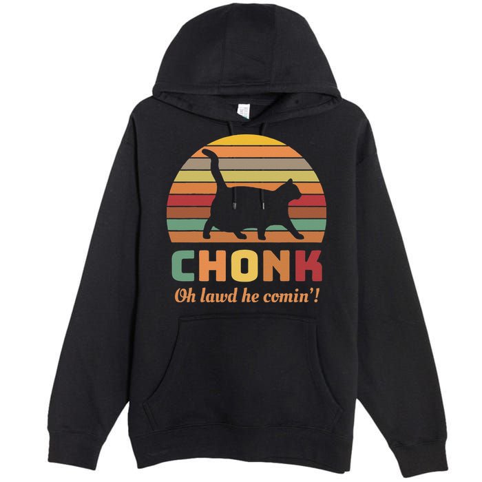 Chonk Cat Scale Meme Retro Oh Lawd He Comin Memes Premium Pullover Hoodie