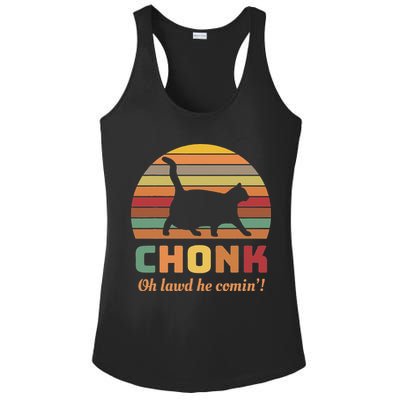 Chonk Cat Scale Meme Retro Oh Lawd He Comin Memes Ladies PosiCharge Competitor Racerback Tank