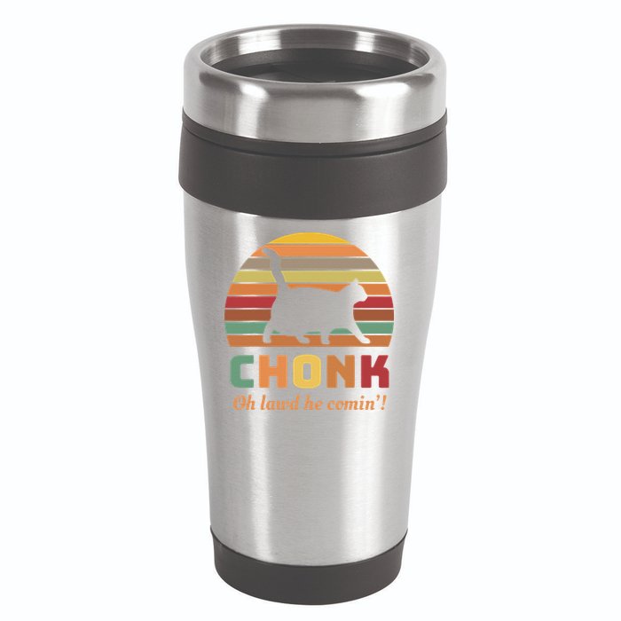 Chonk Cat Scale Meme Retro Oh Lawd He Comin Memes 16oz Travel Tumbler