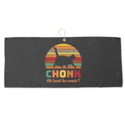 Chonk Cat Scale Meme Retro Oh Lawd He Comin Memes Large Microfiber Waffle Golf Towel