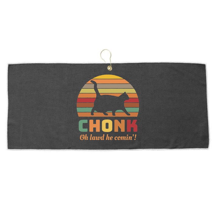 Chonk Cat Scale Meme Retro Oh Lawd He Comin Memes Large Microfiber Waffle Golf Towel