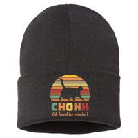 Chonk Cat Scale Meme Retro Oh Lawd He Comin Memes Sustainable Knit Beanie