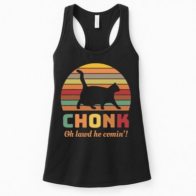 Chonk Cat Scale Meme Retro Oh Lawd He Comin Memes Womens Tank Top