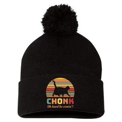 Chonk Cat Scale Meme Retro Oh Lawd He Comin Memes Pom Pom 12in Knit Beanie