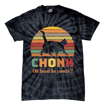 Chonk Cat Scale Meme Retro Oh Lawd He Comin Memes Tie-Dye T-Shirt