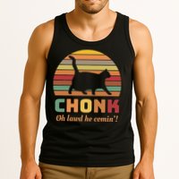 Chonk Cat Scale Meme Retro Oh Lawd He Comin Memes Tank Top