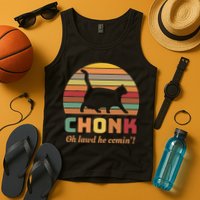 Chonk Cat Scale Meme Retro Oh Lawd He Comin Memes Tank Top