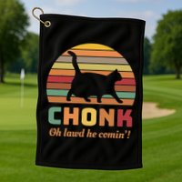 Chonk Cat Scale Meme Retro Oh Lawd He Comin Memes Golf Towel