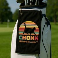 Chonk Cat Scale Meme Retro Oh Lawd He Comin Memes Golf Towel