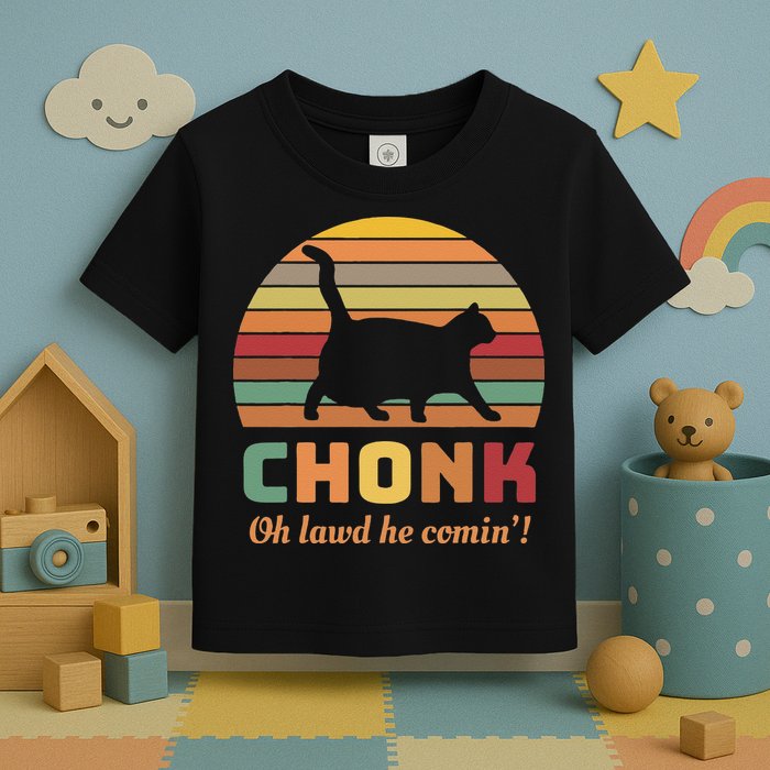 Chonk Cat Scale Meme Retro Oh Lawd He Comin Memes Toddler T-Shirt