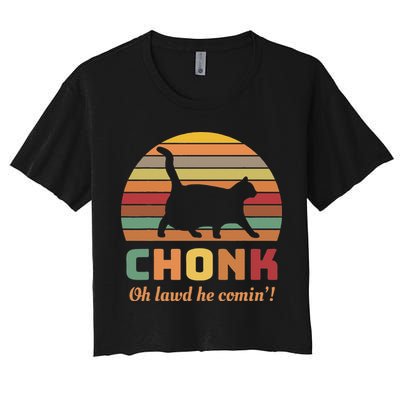 Chonk Cat Scale Meme Retro Oh Lawd He Comin Memes Crop Top