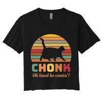 Chonk Cat Scale Meme Retro Oh Lawd He Comin Memes Crop Top