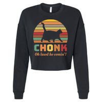 Chonk Cat Scale Meme Retro Oh Lawd He Comin Memes Cropped Pullover Crew