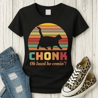 Chonk Cat Scale Meme Retro Oh Lawd He Comin Memes Womens T-Shirt