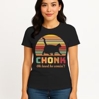 Chonk Cat Scale Meme Retro Oh Lawd He Comin Memes Womens T-Shirt