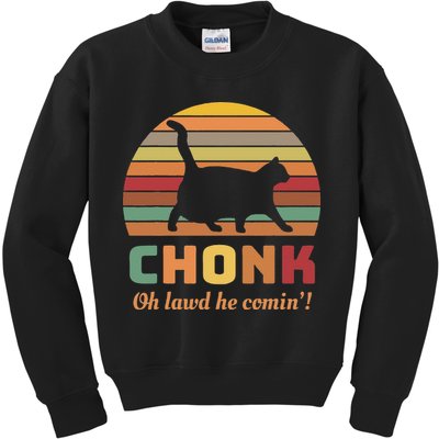 Chonk Cat Scale Meme Retro Oh Lawd He Comin Memes Kids Sweatshirt