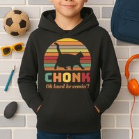 Chonk Cat Scale Meme Retro Oh Lawd He Comin Memes Kids Hoodie
