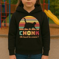 Chonk Cat Scale Meme Retro Oh Lawd He Comin Memes Kids Hoodie