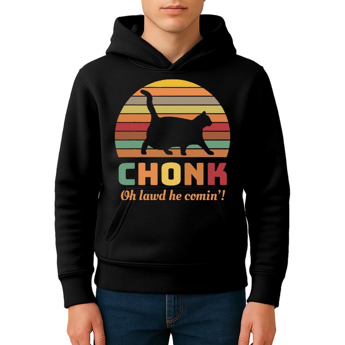 Chonk Cat Scale Meme Retro Oh Lawd He Comin Memes Kids Hoodie