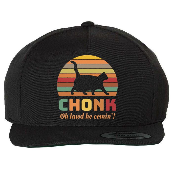 Chonk Cat Scale Meme Retro Oh Lawd He Comin Memes Wool Snapback Cap