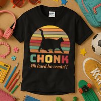 Chonk Cat Scale Meme Retro Oh Lawd He Comin Memes Kids T-Shirt
