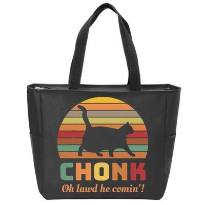 Chonk Cat Scale Meme Retro Oh Lawd He Comin Memes Zip Tote Bag