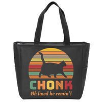 Chonk Cat Scale Meme Retro Oh Lawd He Comin Memes Zip Tote Bag