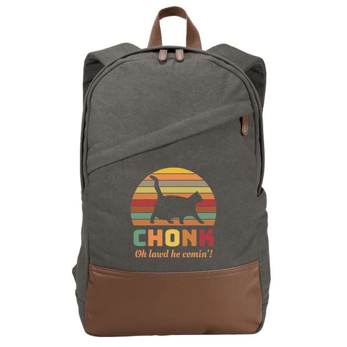 Chonk Cat Scale Meme Retro Oh Lawd He Comin Memes Cotton Canvas Backpack