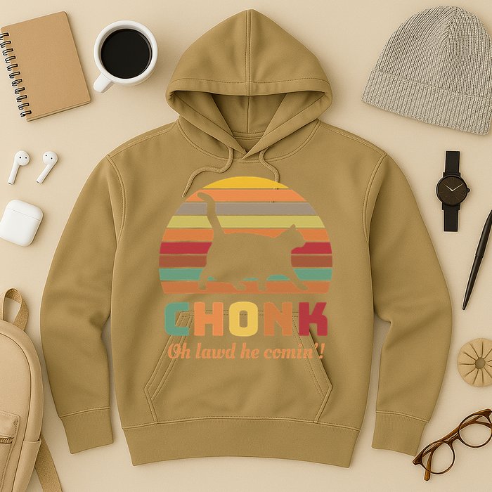 Chonk Cat Scale Meme Retro Oh Lawd He Comin Memes Hoodie